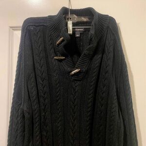 Banana Republic Men’s Black Cable-Knit Turtleneck Toggle Sweater
